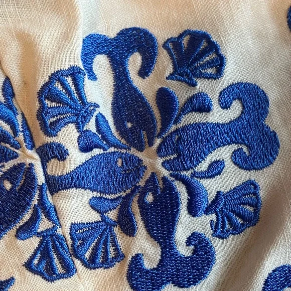 Lilly Pulitzer strapless linen blend fish embroidered dress - Picture 6 of 13